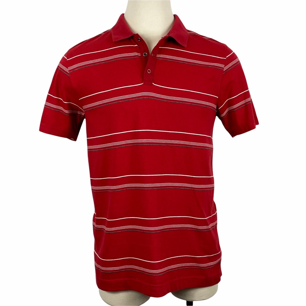 NEW Aeropostale Men's Polo Red & White Striped‎ Cotton Polo Large